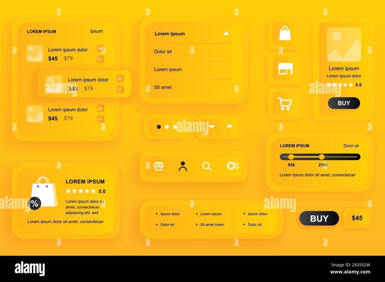 GUI elements for shopping mobile app. Shopping platform, product rating ...