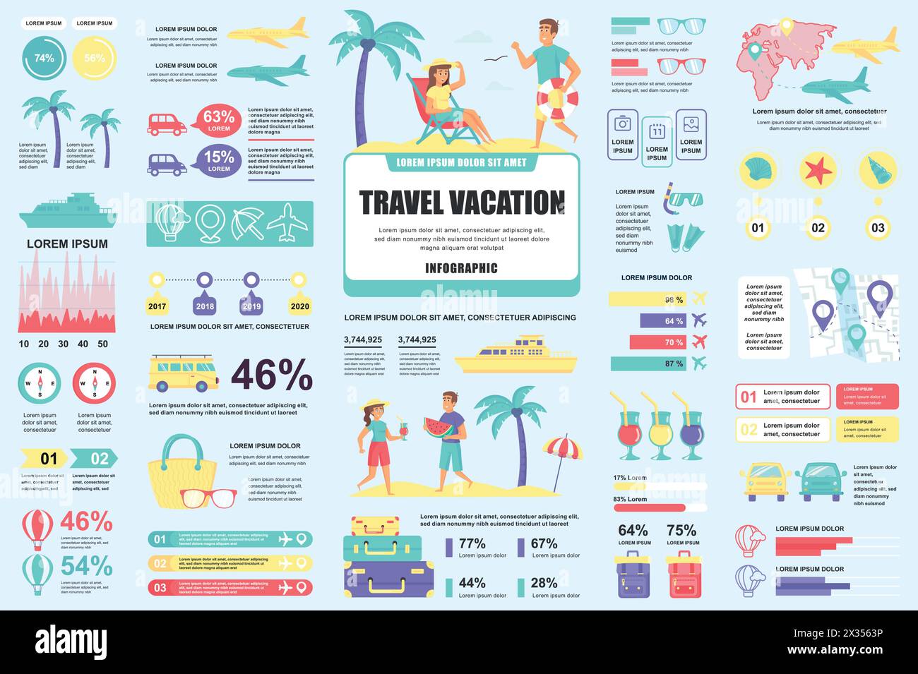 Bundle travel vacation infographic UI, UX, KIT elements. Different ...