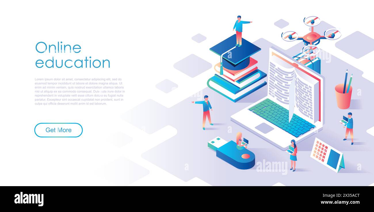 Modern flat design isometric concept of Online Education for banner and ...