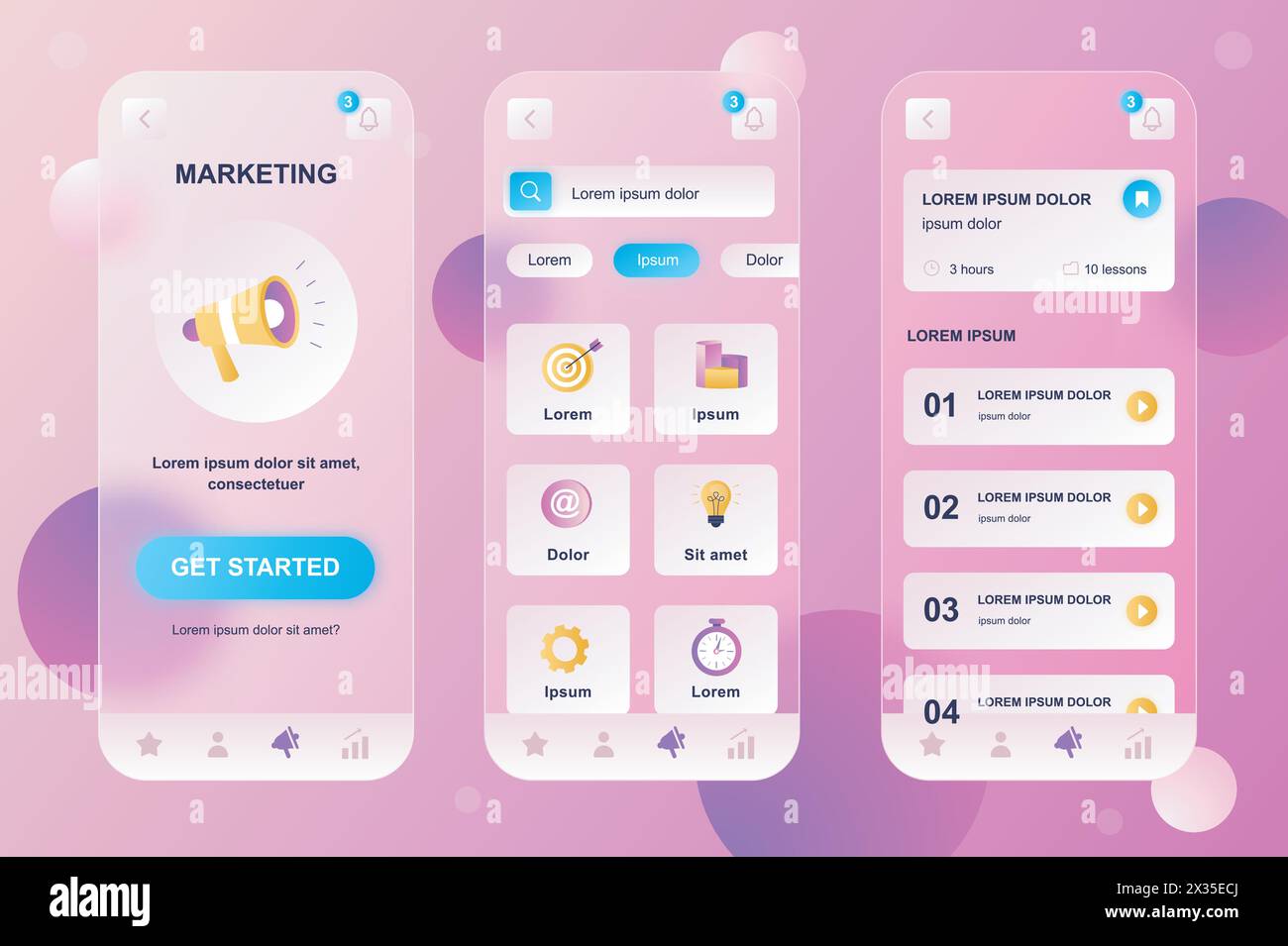 Marketing neumorphic elements kit for mobile app. Professional ...