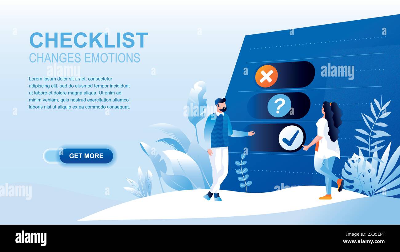Checklist flat landing page with header banner vector template to do