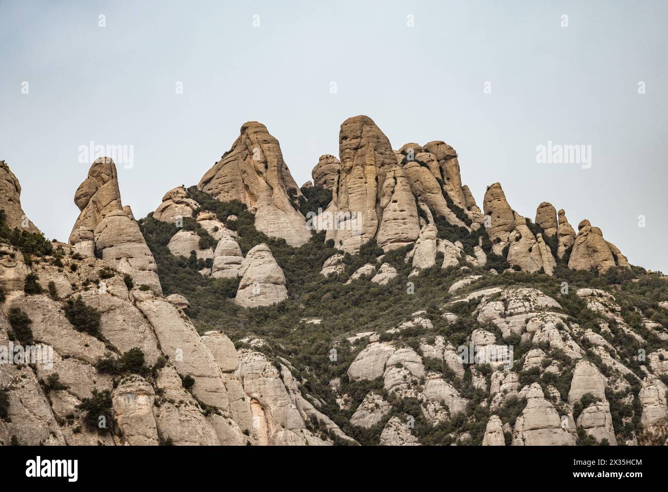 Mountains and rock formations in the Montserrat Range, near Barcelona, Catalonia, Spain. Stock Photo