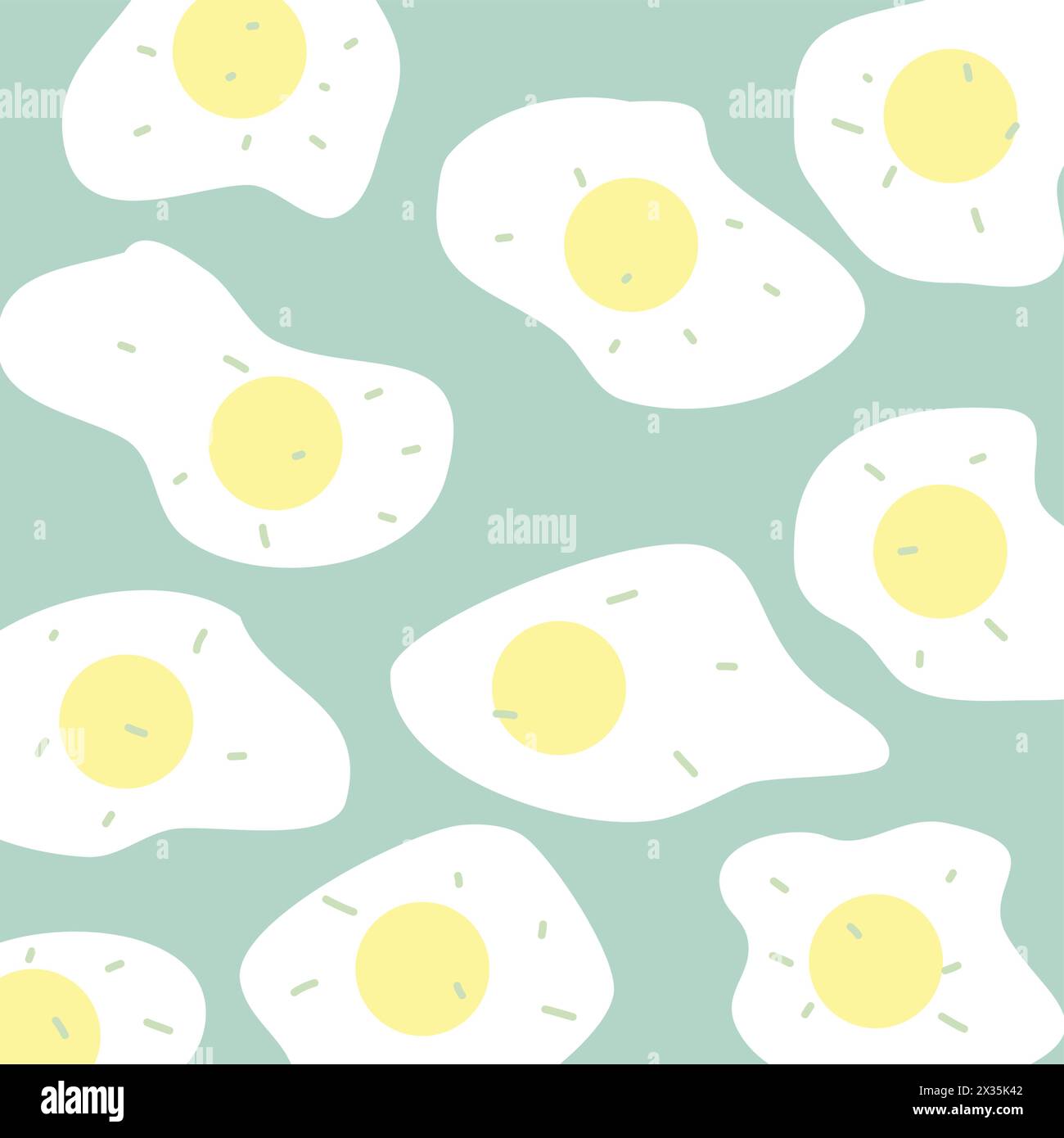 Fun Fried Egg Pattern on Soft Blue Background Stock Vector