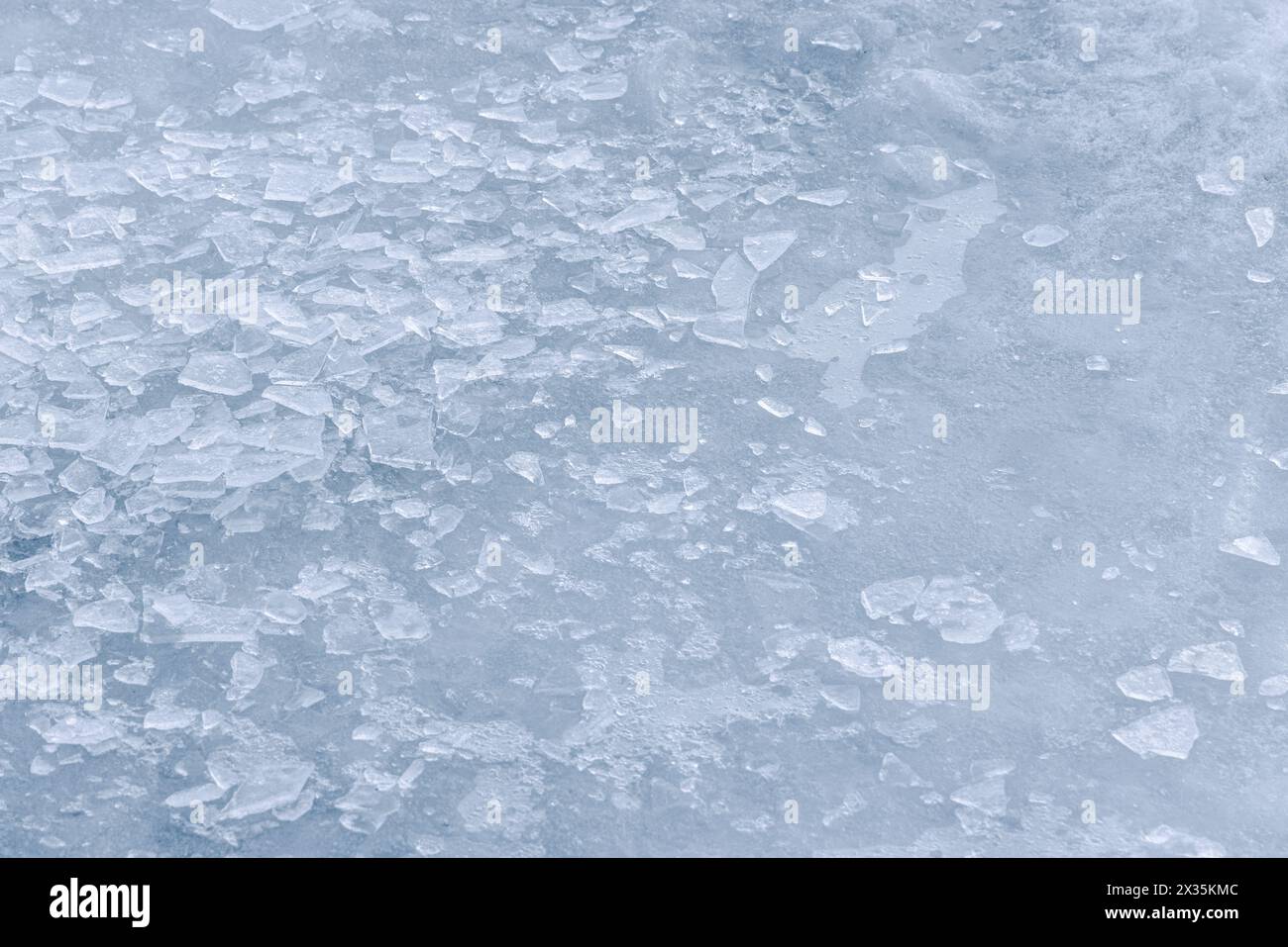 Shards of ice on the frozen Bow River in Calgary, Canada. Stock Photo