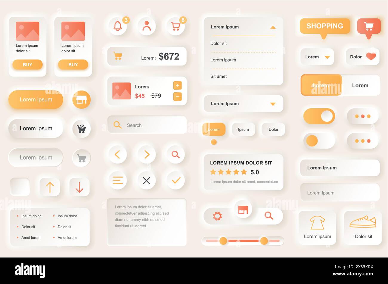 User interface elements for shopping mobile app. Shopping platform ...