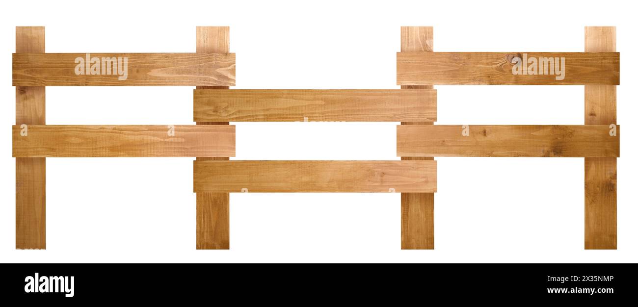 Fence made of wooden planks isolated on white Stock Photo - Alamy
