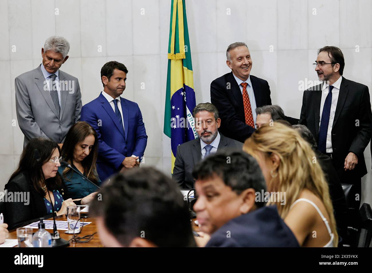 Brasilia, Distrito Federal, Brasil. 24th Apr, 2024. BRASILIA (DF), 04/24/2024-The Minister of Finance Fernando Haddad, during the delivery of tax regulations to the mayor Arthur Lira, in the city of Brasilia, DF, this Wednesday, April 24th. (Foto: Wallace Martins/Thenews2/Zumapress) (Credit Image: © Wallace Martins/TheNEWS2 via ZUMA Press Wire) EDITORIAL USAGE ONLY! Not for Commercial USAGE! Stock Photo
