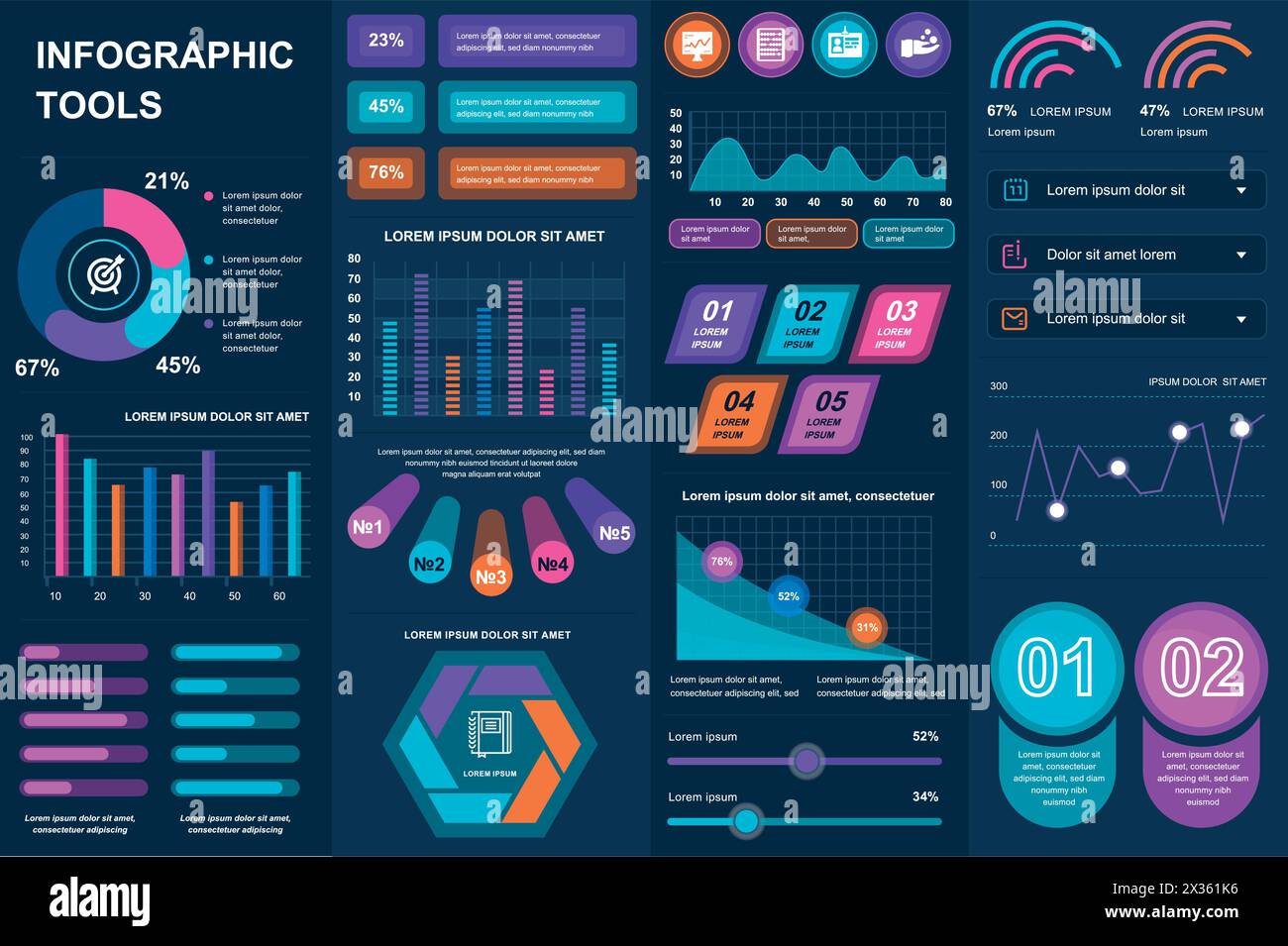 Bundle infographic UI, UX, KIT elements. Different charts, diagrams ...