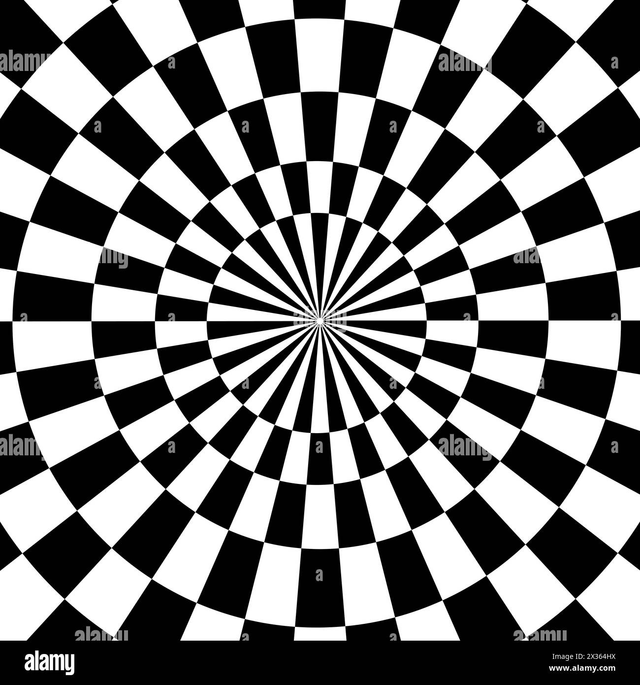 Optical illusion spiral. Black and white hypnotic vortex. Geometric contrast twirl. Vector illustration. EPS 10. Stock Vector