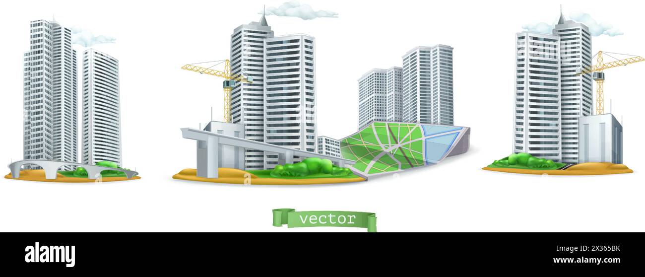 City. Buildings 3d vector icon set Stock Vector Image & Art - Alamy