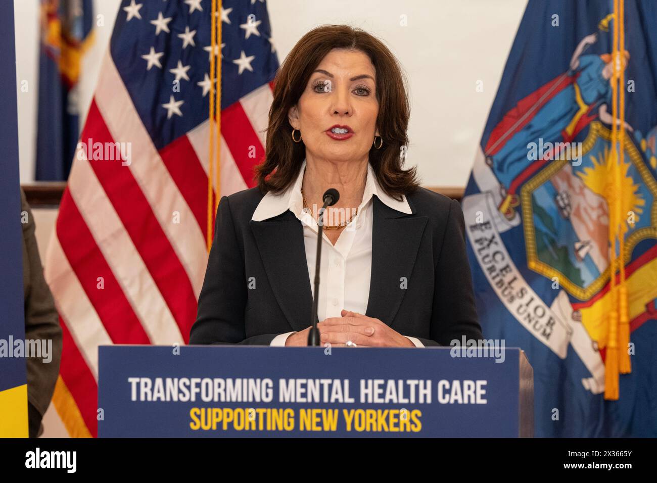 Governor Kathy Hochul speaks during announcement on inclusion of money ...