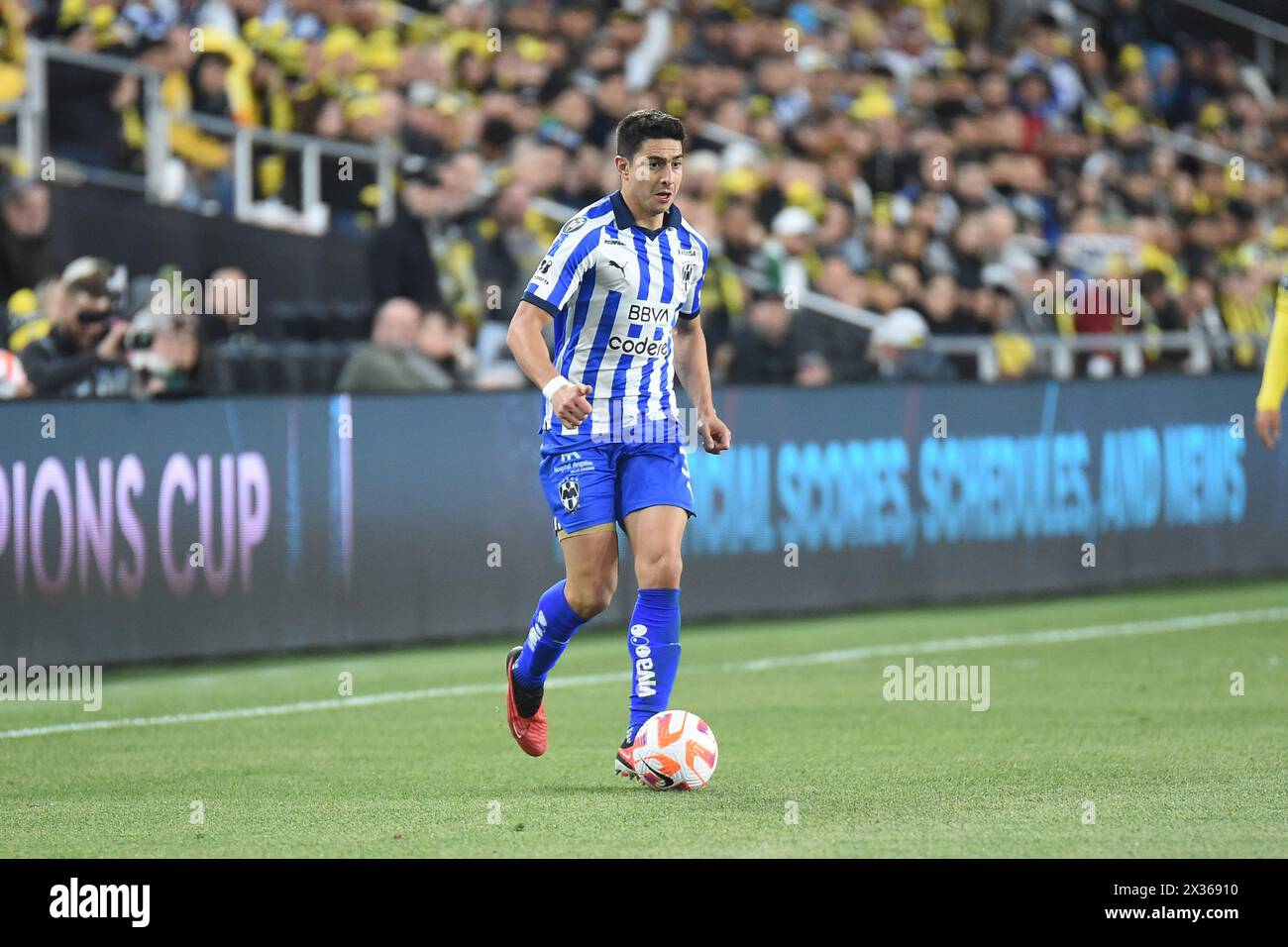 April 24, 2024 C.F. Monterrey defender Stefan Medina (33) handles the