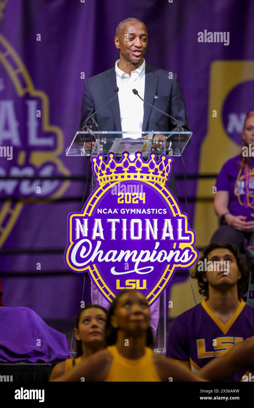 April 24, 2024 LSU President William F. Tate speaks to the crowd