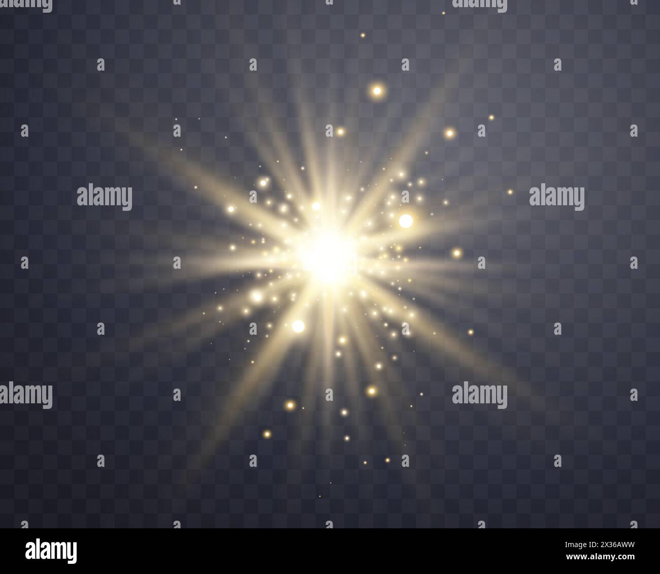 Sunlight lens flare, sun flash with rays and spotlight. Gold glowing ...