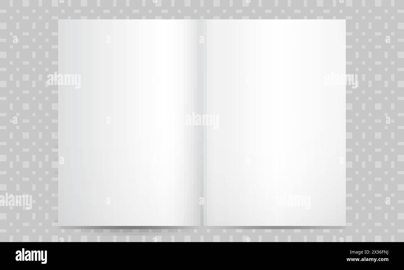 Book or magazine open blank pages. Vector isolated 3D vertical catalog brochure or A4 booklet mockup with empty pages Stock Vector