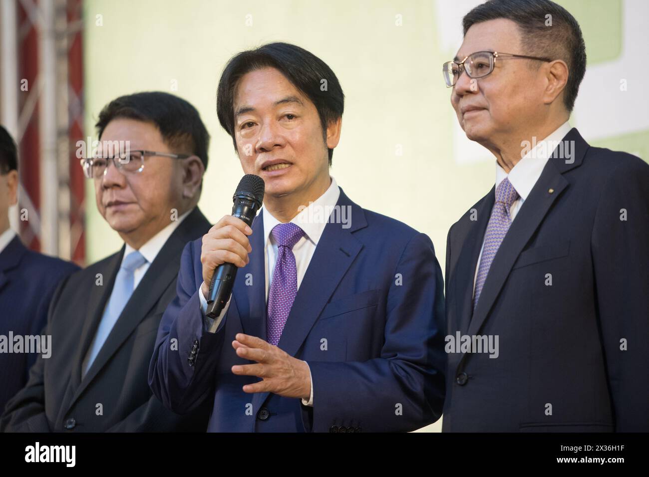 Taiwan President-elect Lai Ching-te speaks during a press conference ...