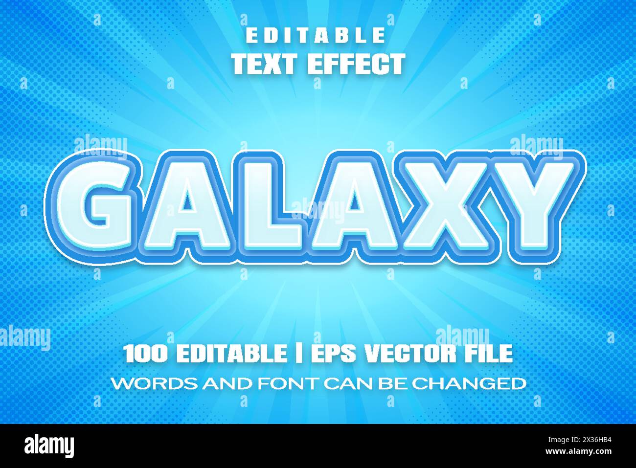 Editable text effects Galaxy , words and font can be changed Stock Vector