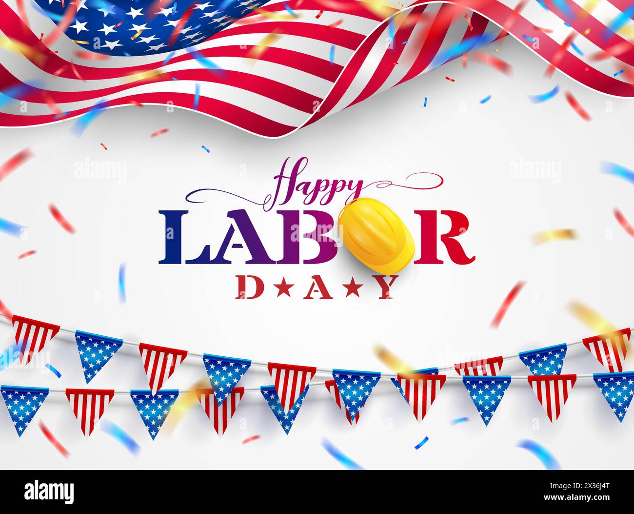 Happy American Labor Day poster template.USA labor day celebration with American flag.Sale promotion advertising banner template for USA Labor Day Bro Stock Vector