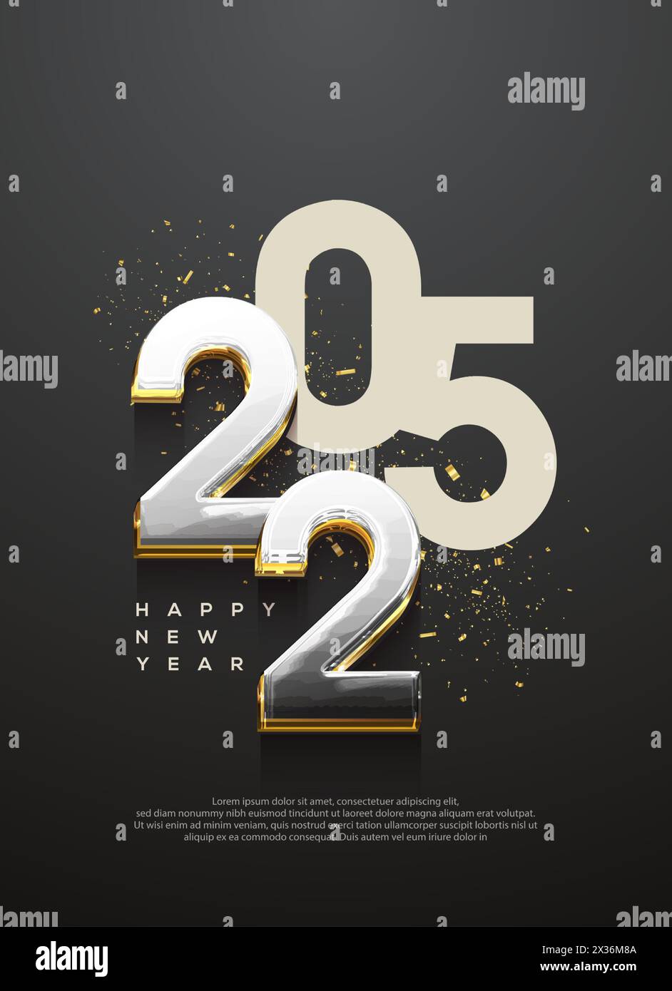happy new year 2025 with different number combination concept with
