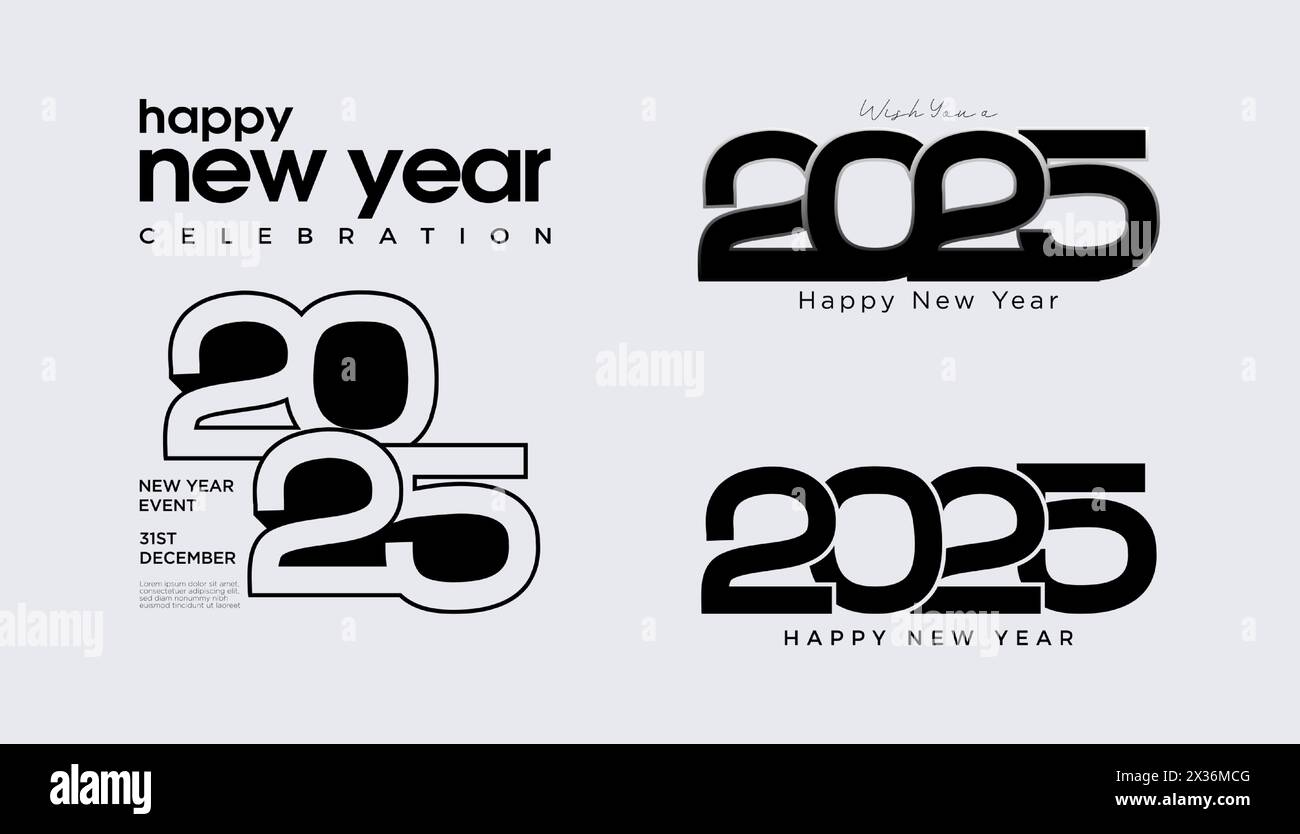 Happy New Year 2025 logo text design. 2025 number design template collection. 2025 number vector