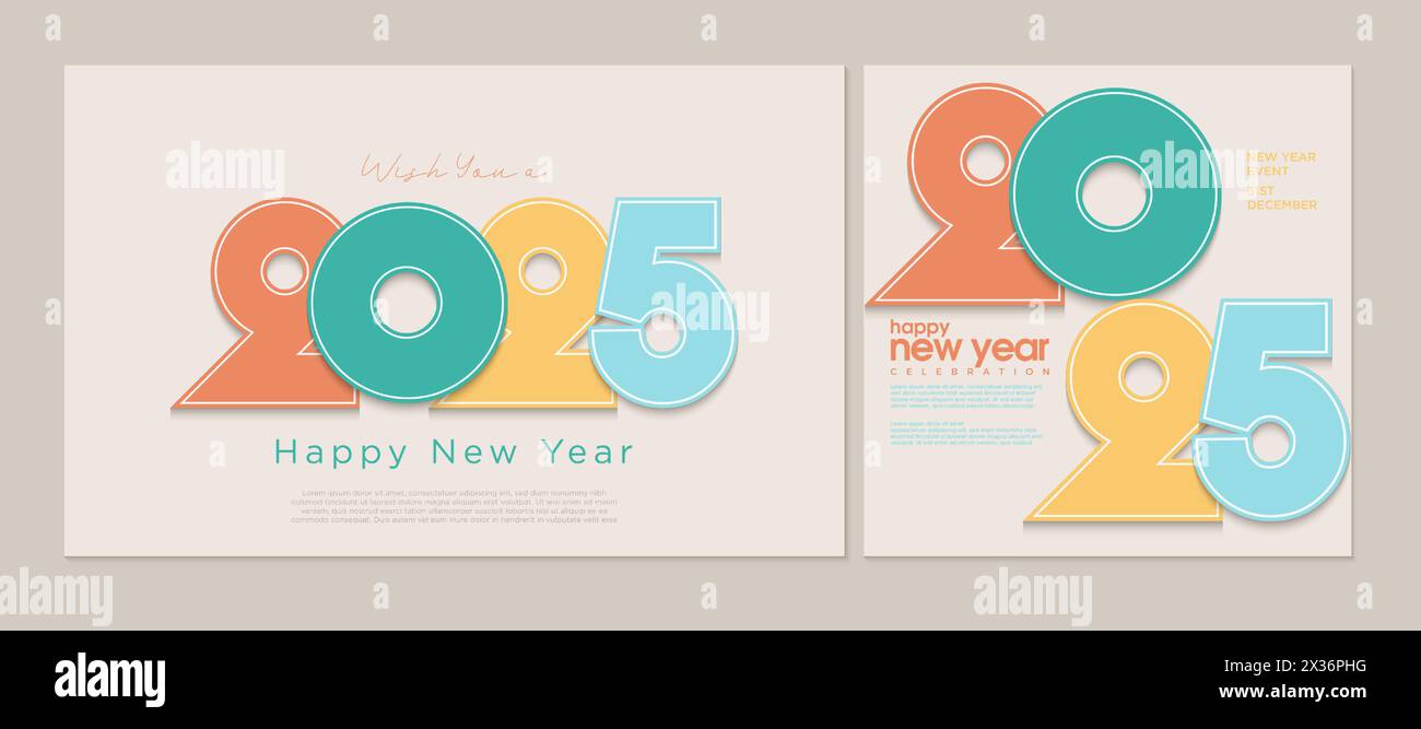 Happy New Year 2025 colorful numbers. vector illustration of the number