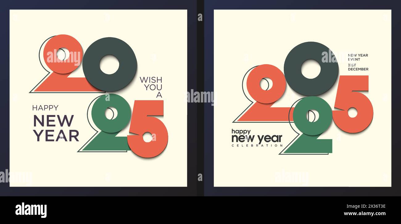 2025 typography number logo design concept. Happy new year 2025 design. For 2025 calendar, book