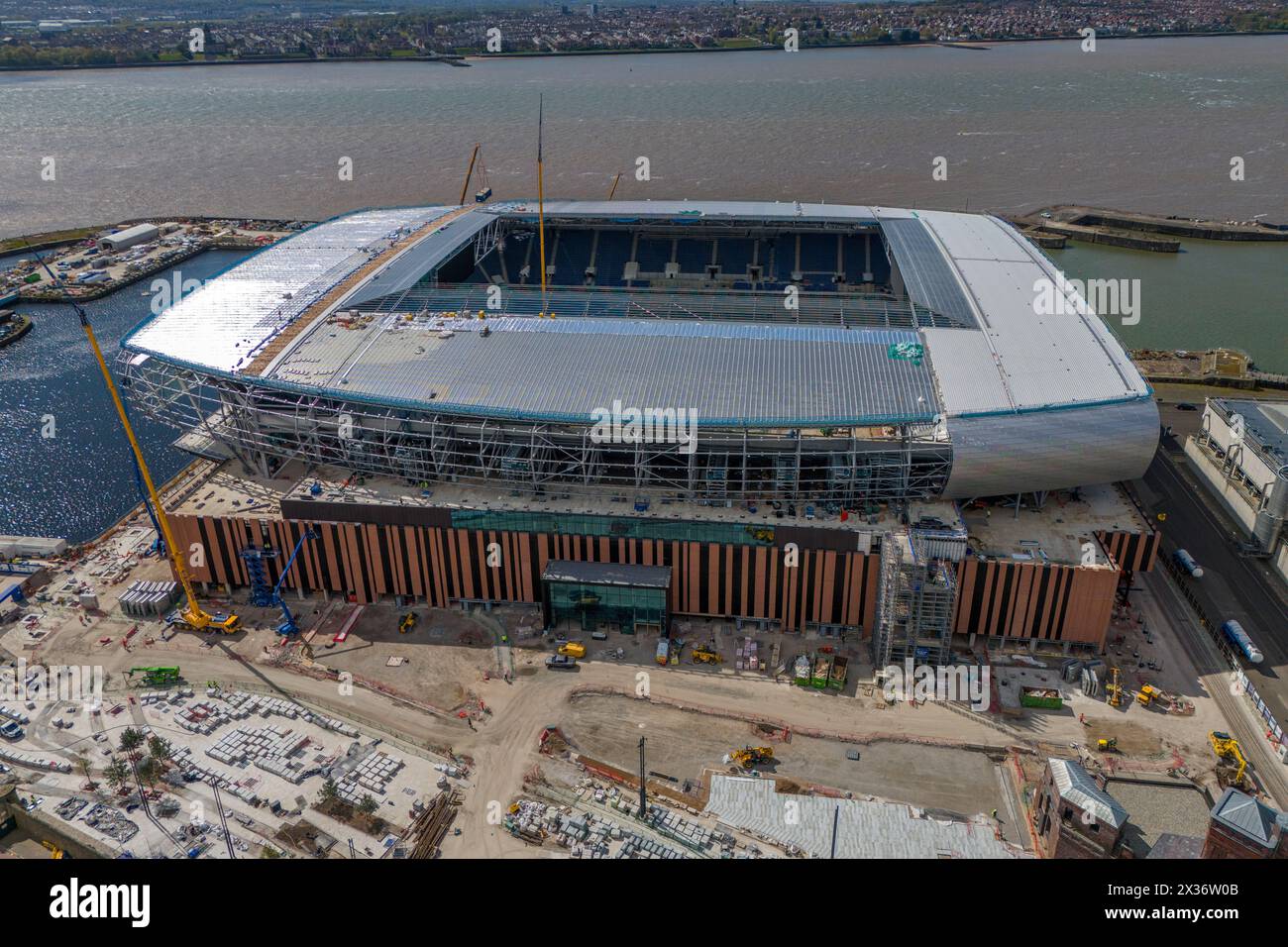 A general view of Everton's new stadium at Bramley-Moore Dock. Picture date: Wednesday April 24, 2024. Stock Photo