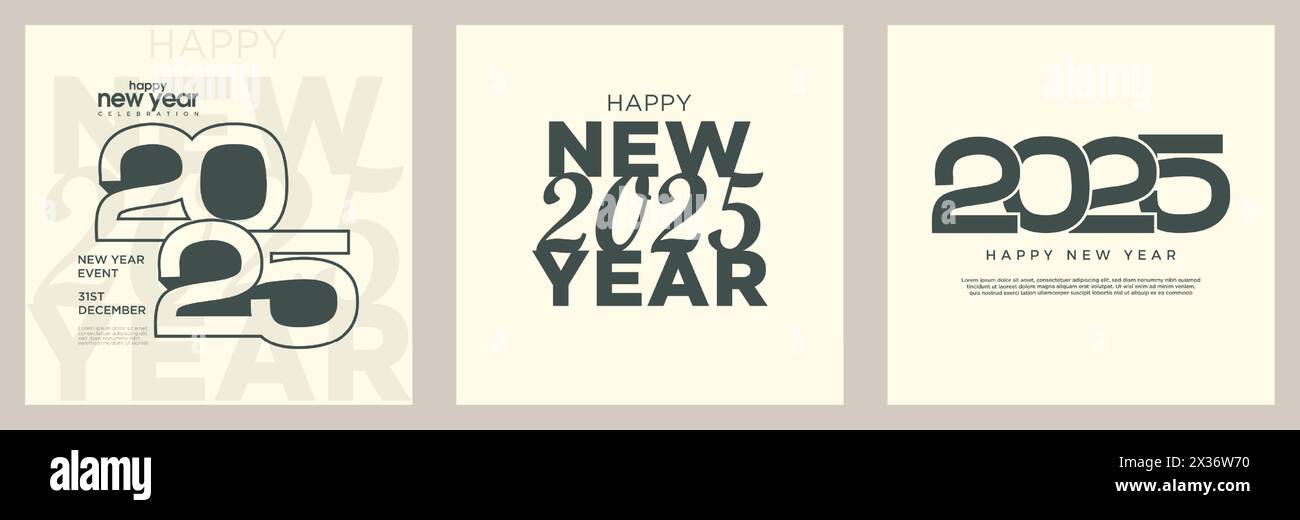 Simple color happy new year 2025, latest simple vector background with cut number concept in simple color. Premium vector background for banners. Stock Vector