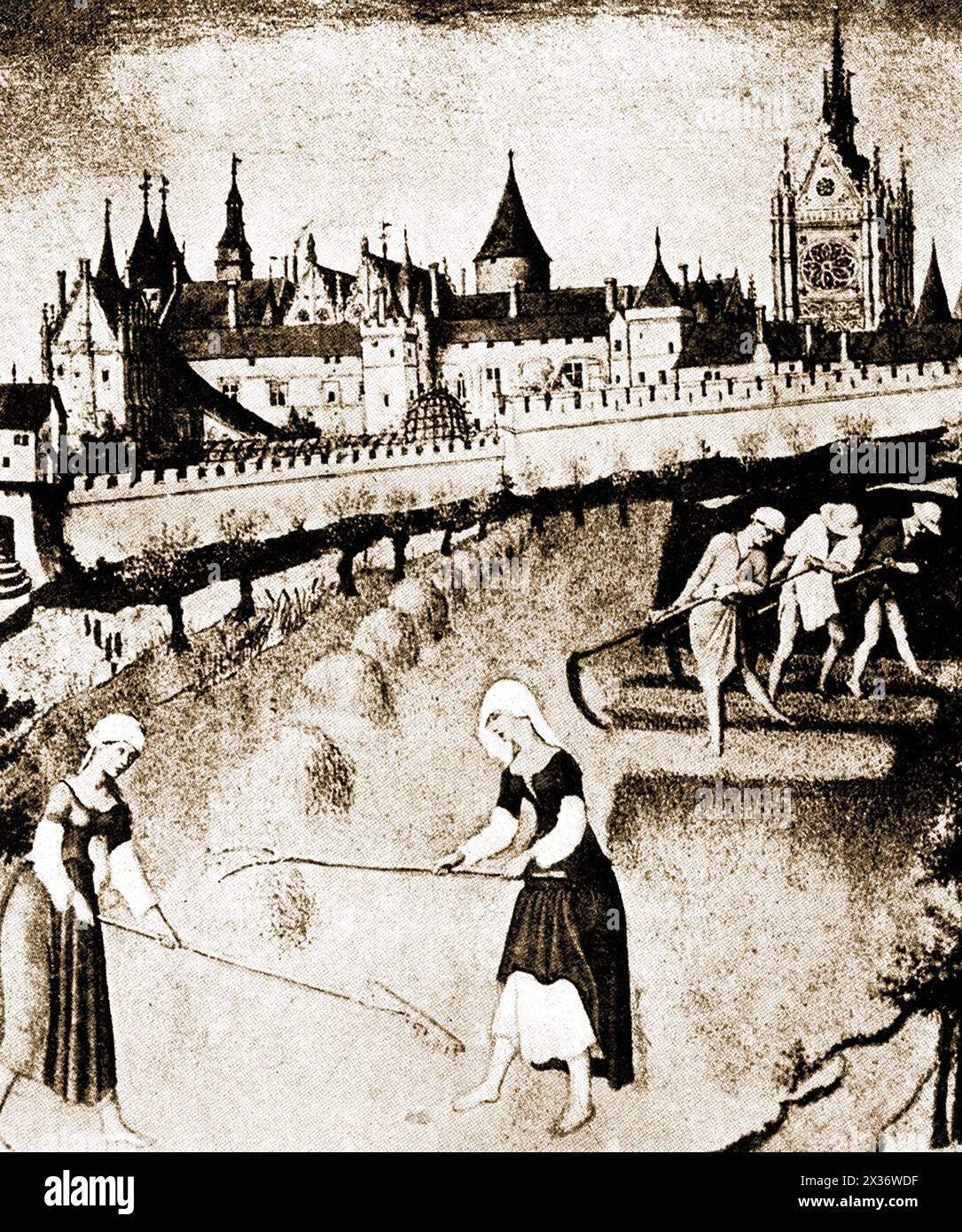 A 15th century image of the Pointe de Cite, Paris, France - Image du XVe siècle de la Pointe de Cite, Paris, France Stock Photo