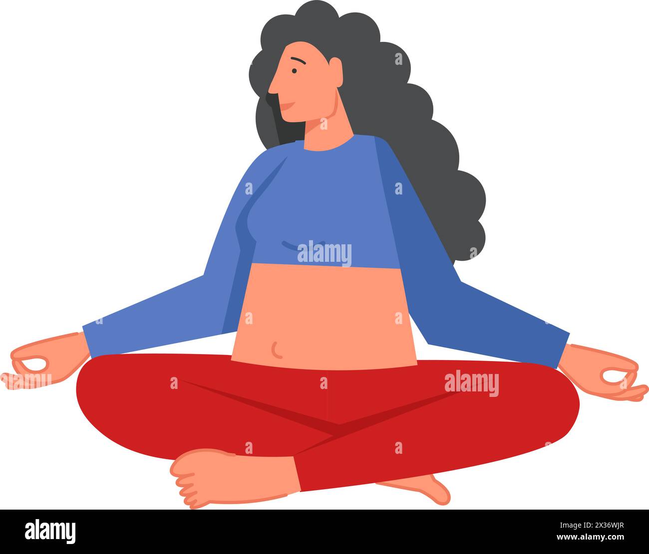 Sukhasana yoga pose, vector flat style design illustration Stock Vector