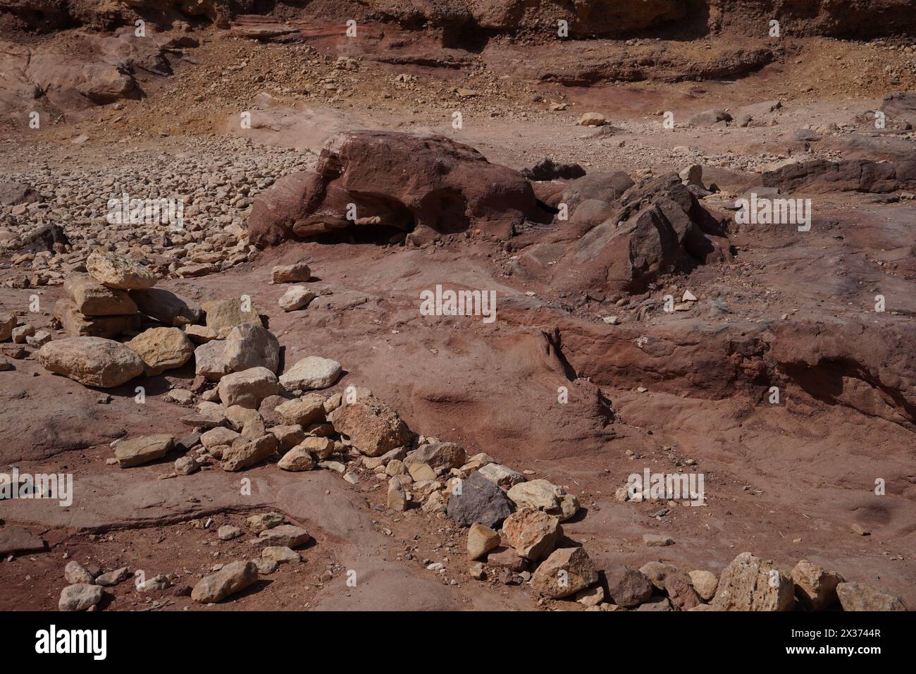 Closeup of rocks in Red Canyon, Geological nature park, near Eilat, Israel Stock Photo
