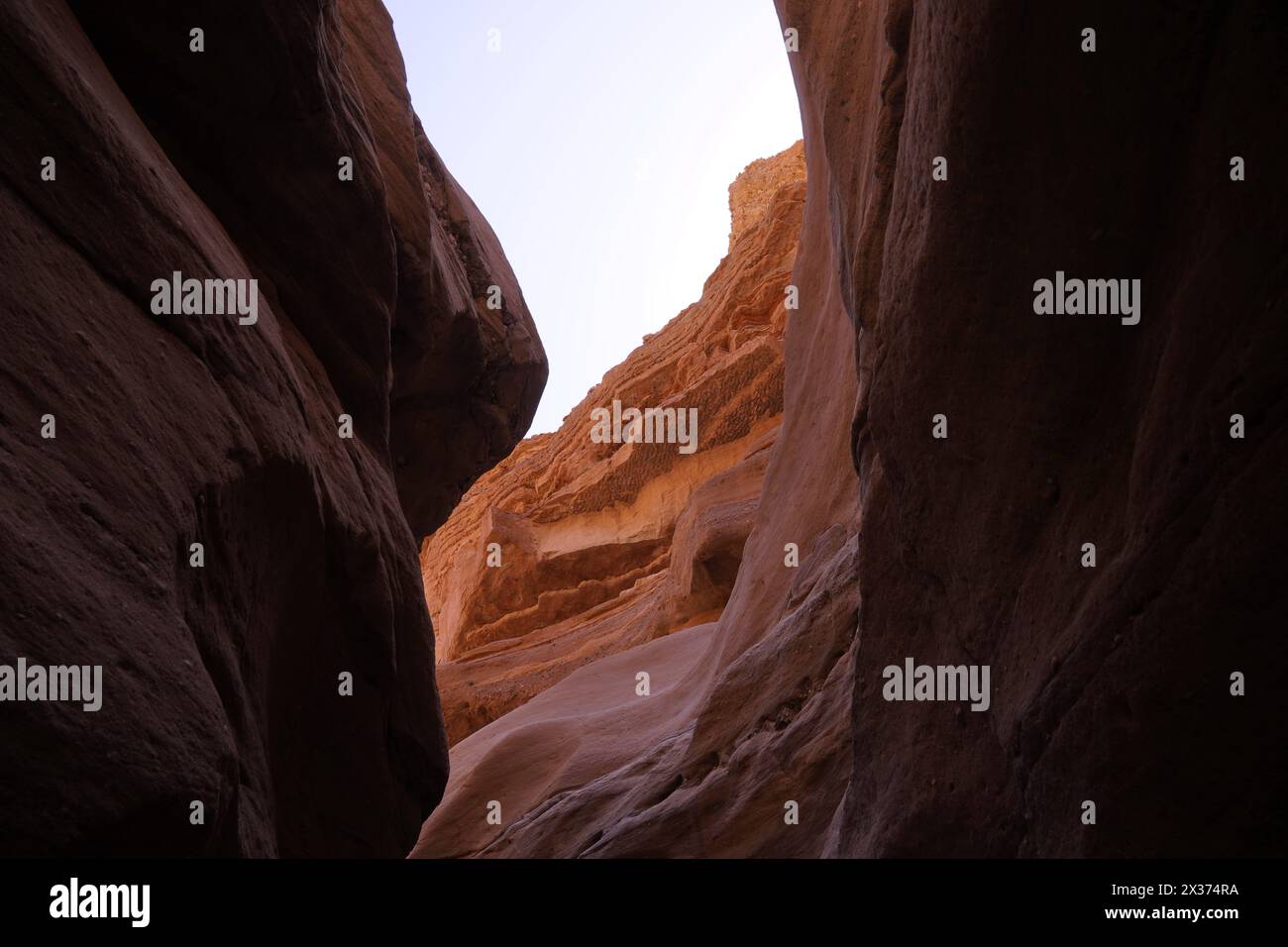 Stones with misterious sunlights in Red canyon,Israel, near Eilat Stock Photo