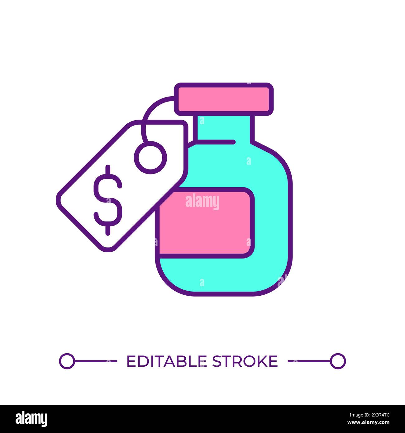 Drug pricing RGB color icon Stock Vector
