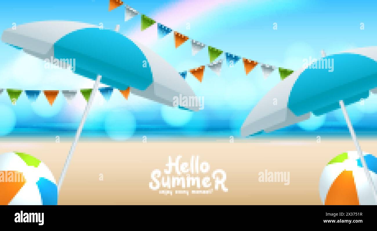 Beautiful summer beach Stock Vector Images - Alamy