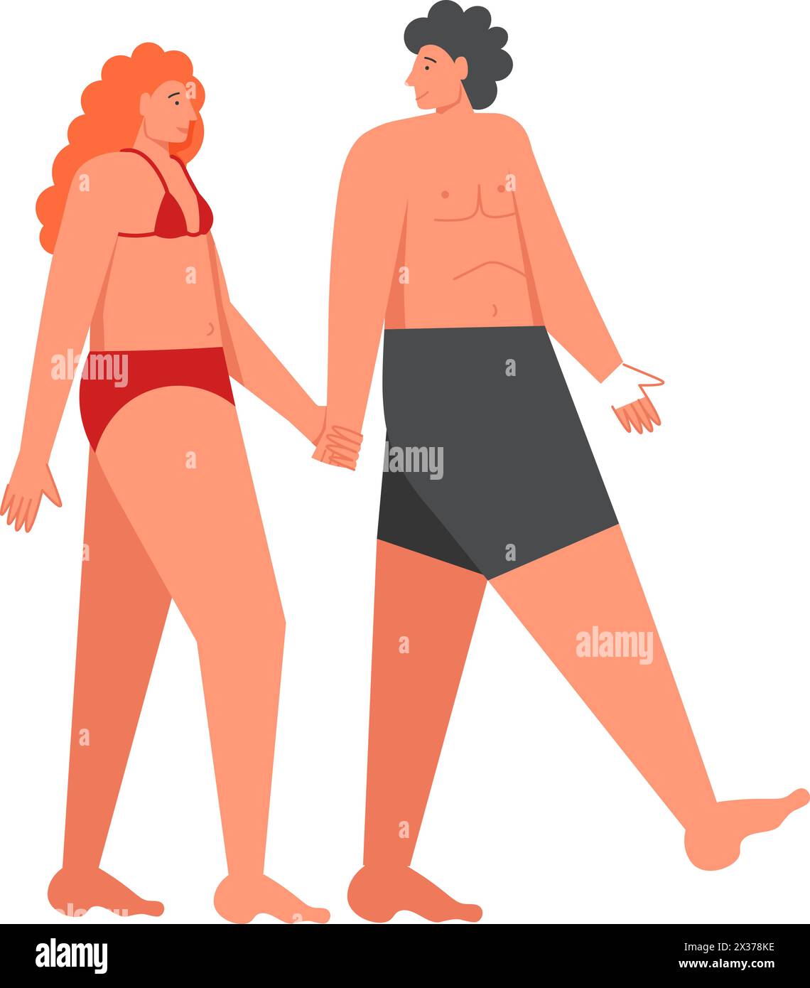 Romantic couple holding hands, vector flat style design illustration ...