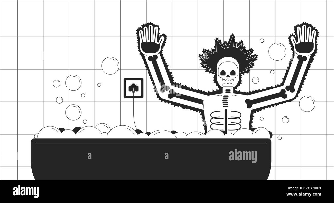 Person getting electrocuted in bathroom cartoon flat illustration Stock