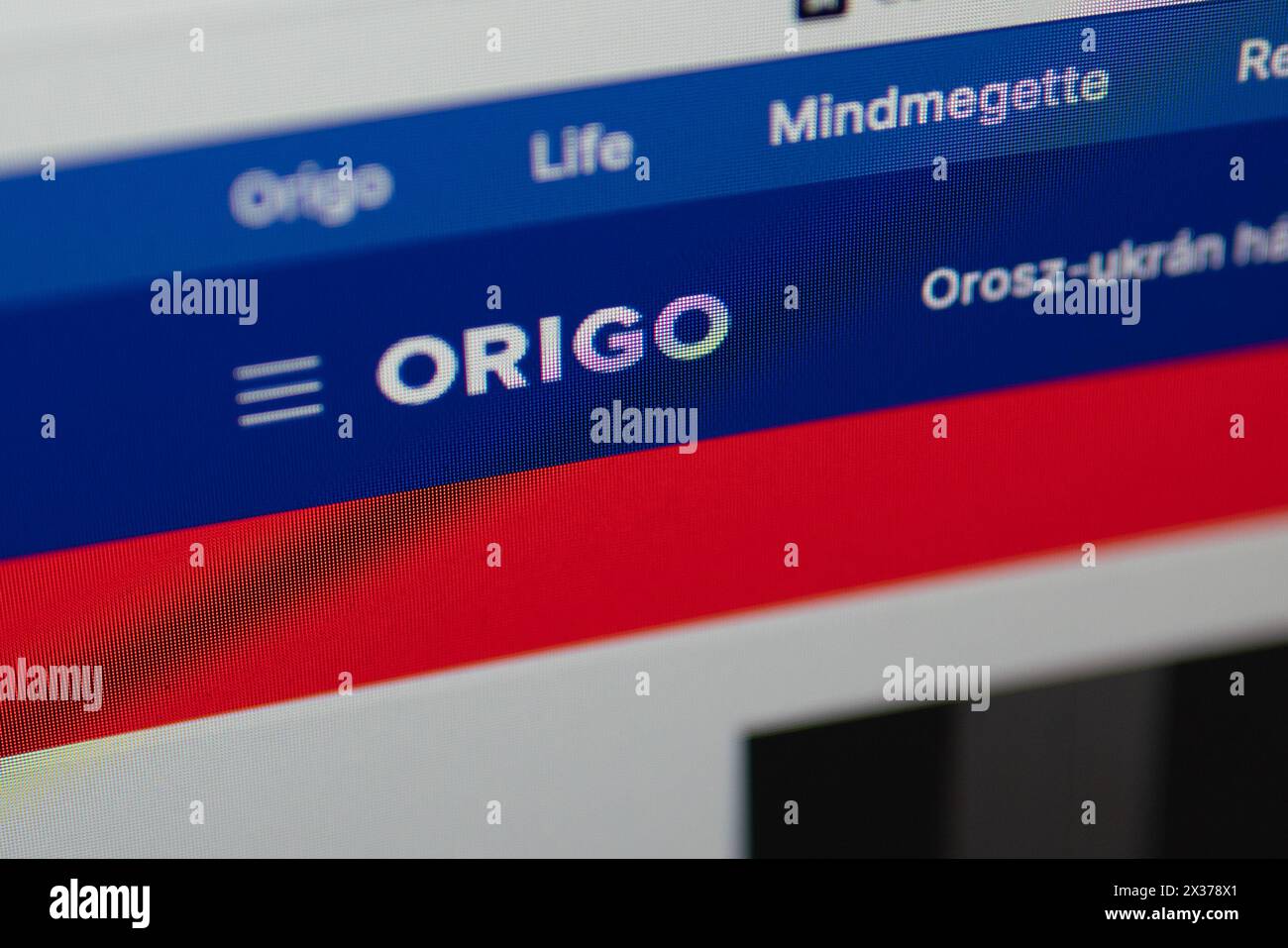 Origo Hungarian Websit illustration screen photo Stock Photo