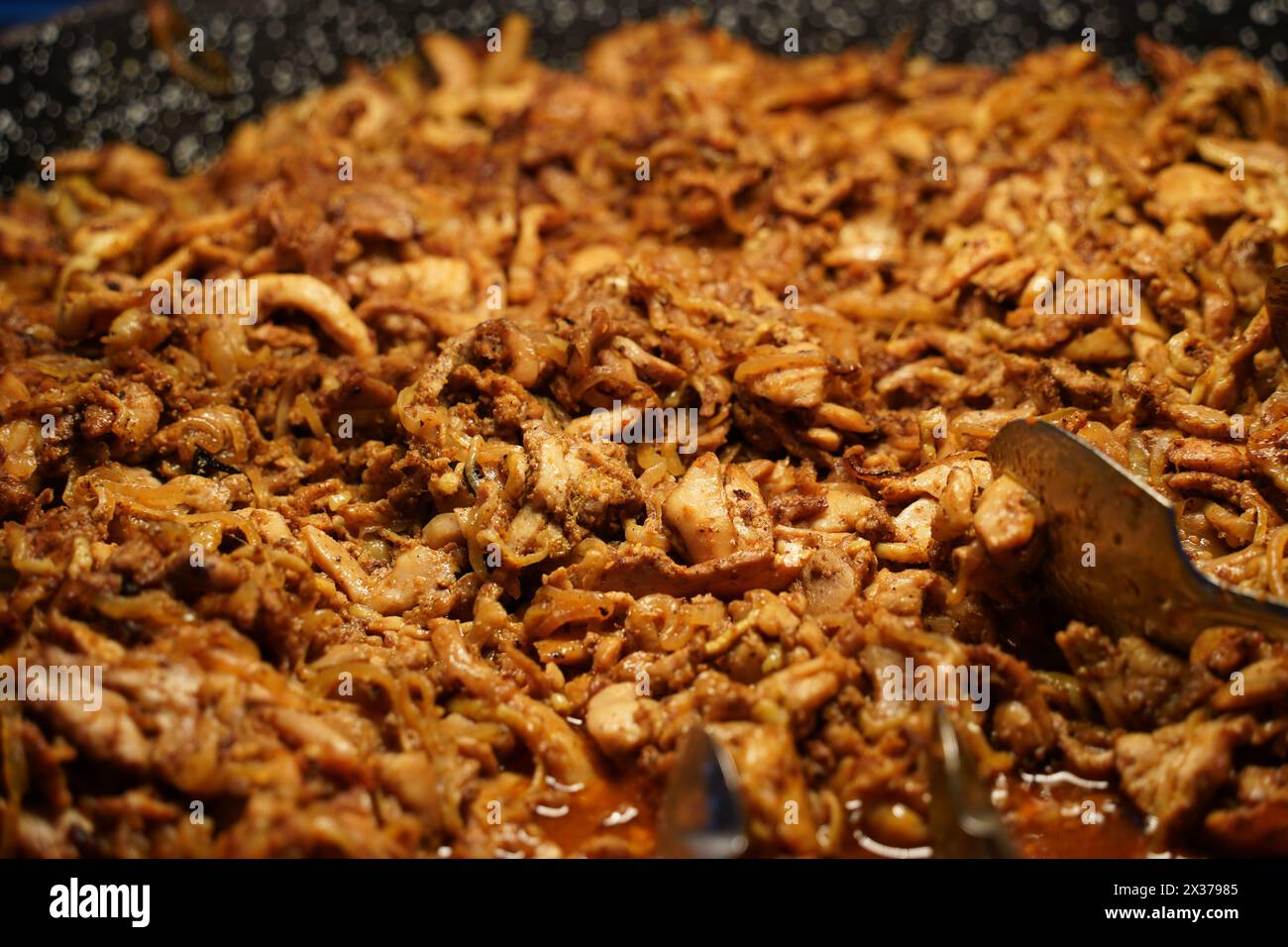 Shredded chicken for mexican street tacos Stock Photo
