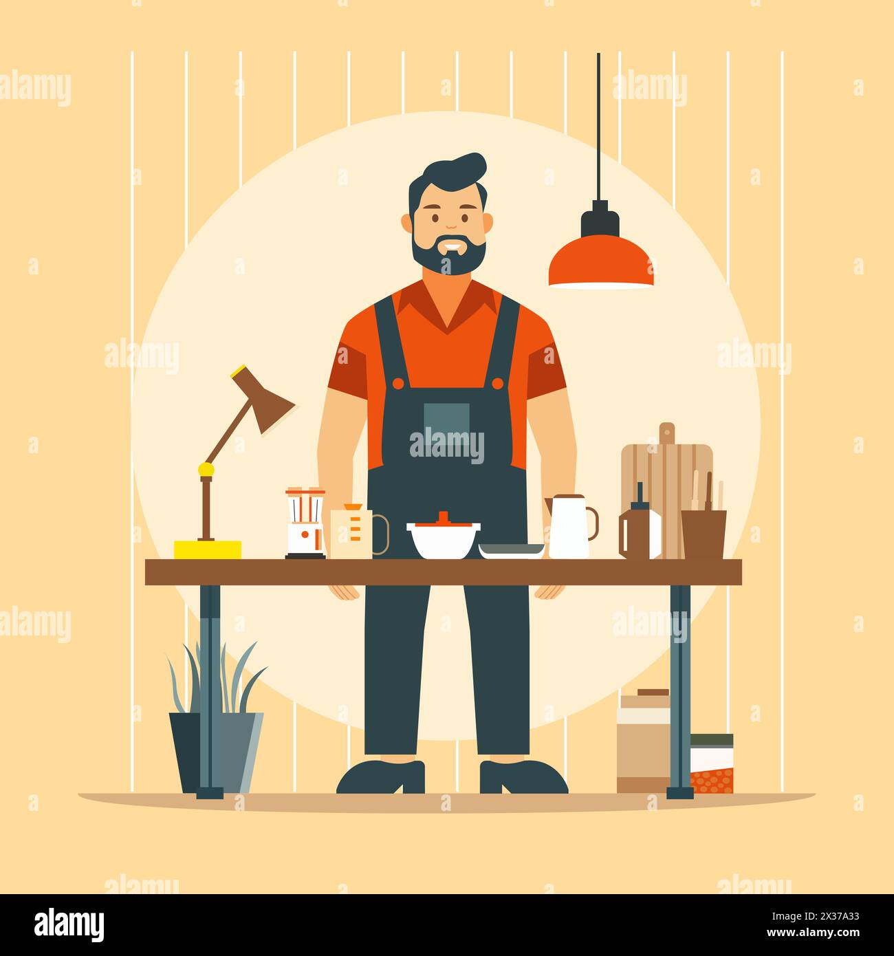 Happy Father Day Celebration with Character of Dad Working as Chef with Smile Expression Stock Vector