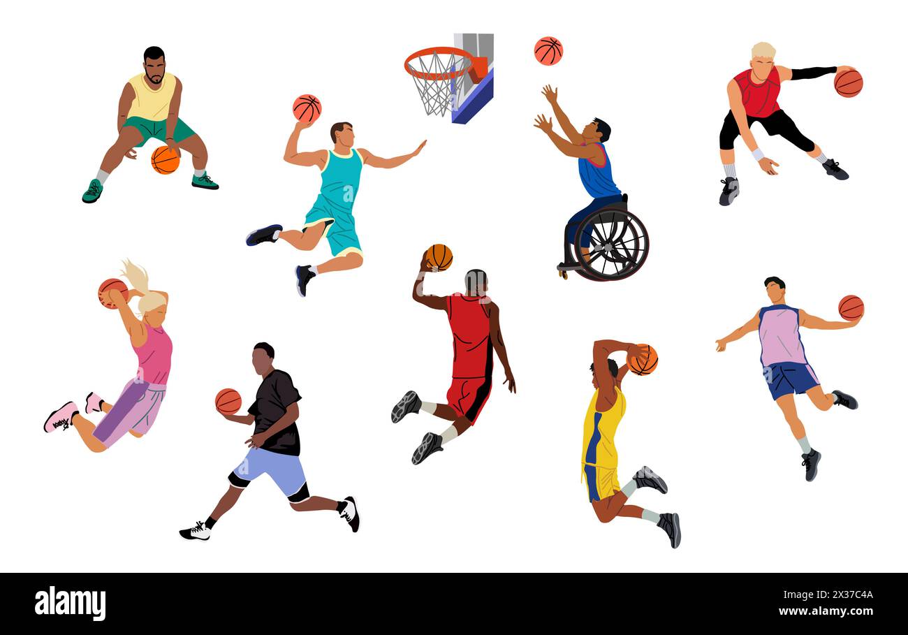 set-of-different-sports-person-basketball-players-stock-vector-image