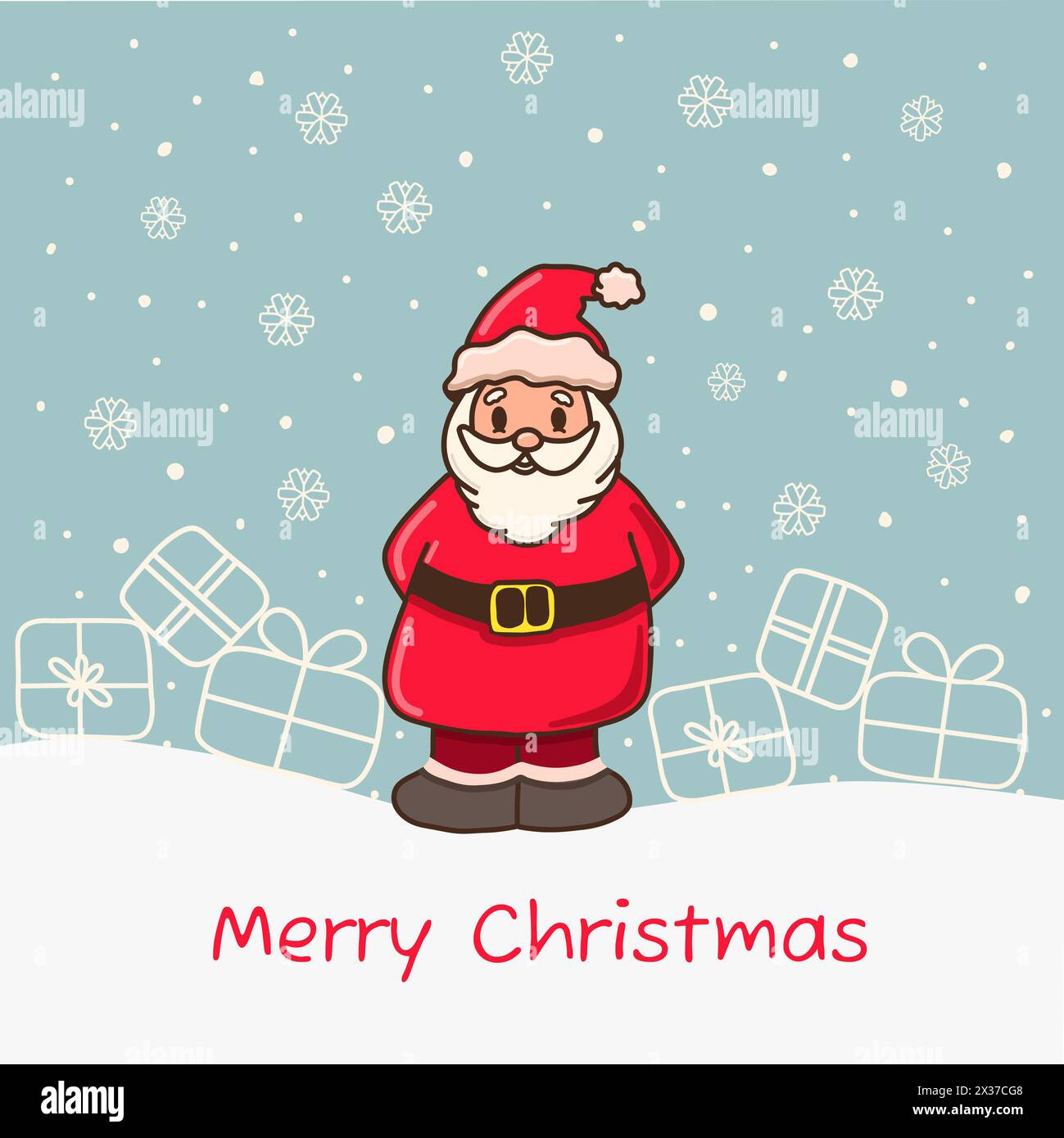 Greeting card Merry Christmas and Happy New Year with cute Santa Claus ...