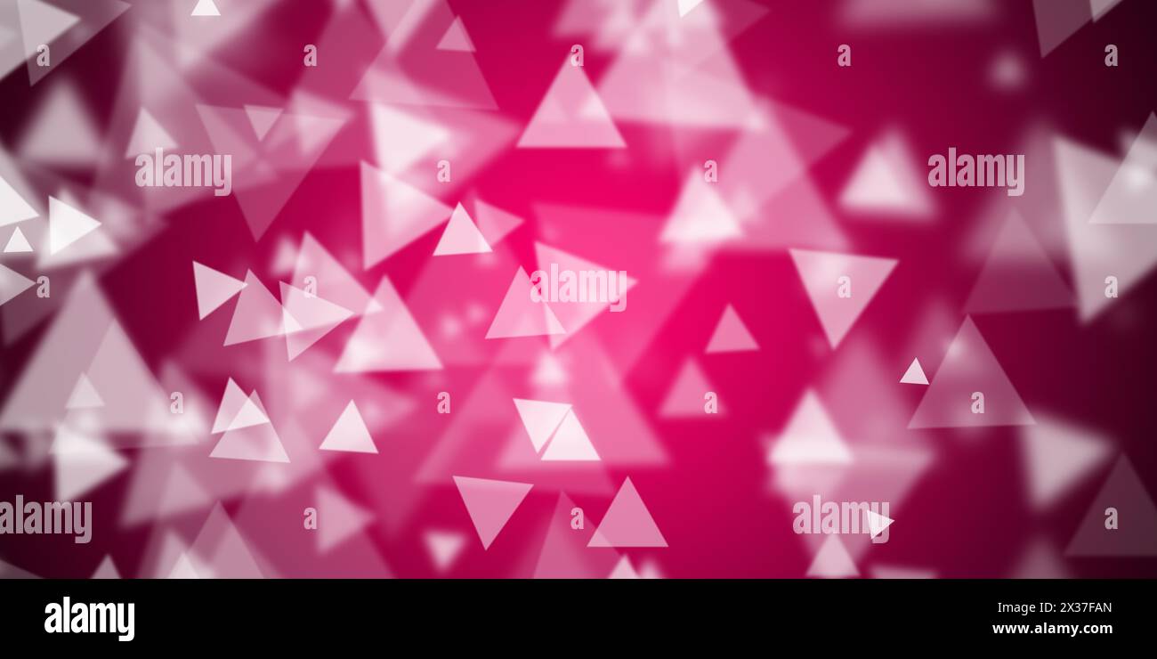 Flying triangular shapes over pink background Stock Photo