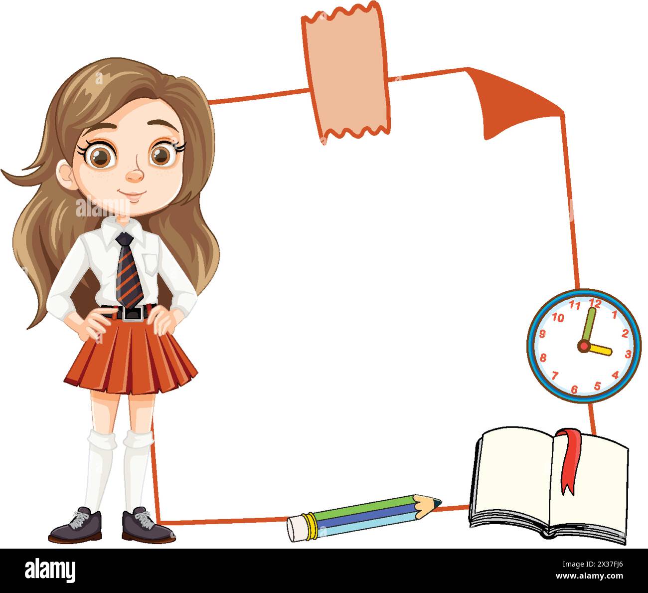 Cartoon student with book, pencil, and clock Stock Vector Image & Art ...