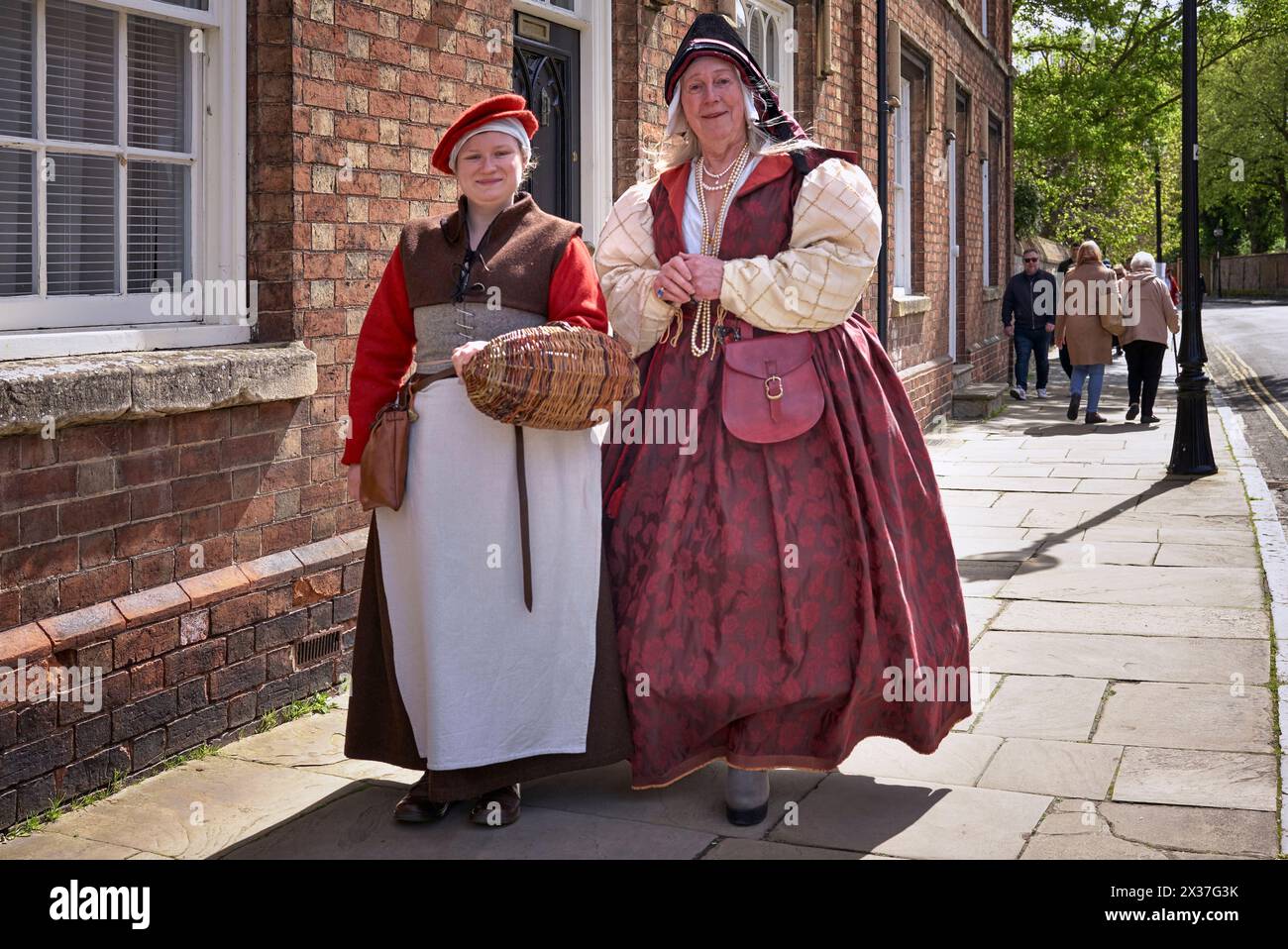 Shakespeare celebration parade with local people dressed in traditional Tudor period costume 2024 Stratford upon Avon, England UK Stock Photo