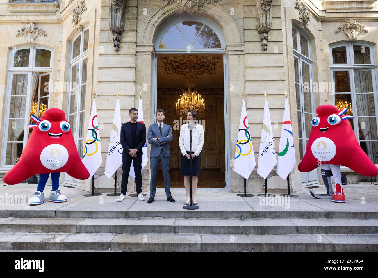 Paris, France. 25th Apr, 2024. French Prime Minister Gabriel Attal, French President of the