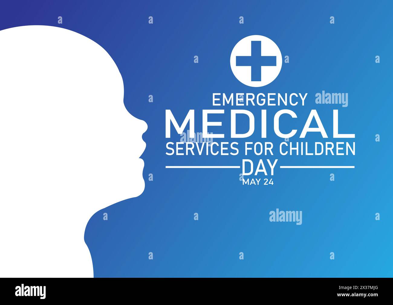 Emergency Medical Services For Children Day wallpaper with shapes and typography, banner, card, poster, template. Stock Vector