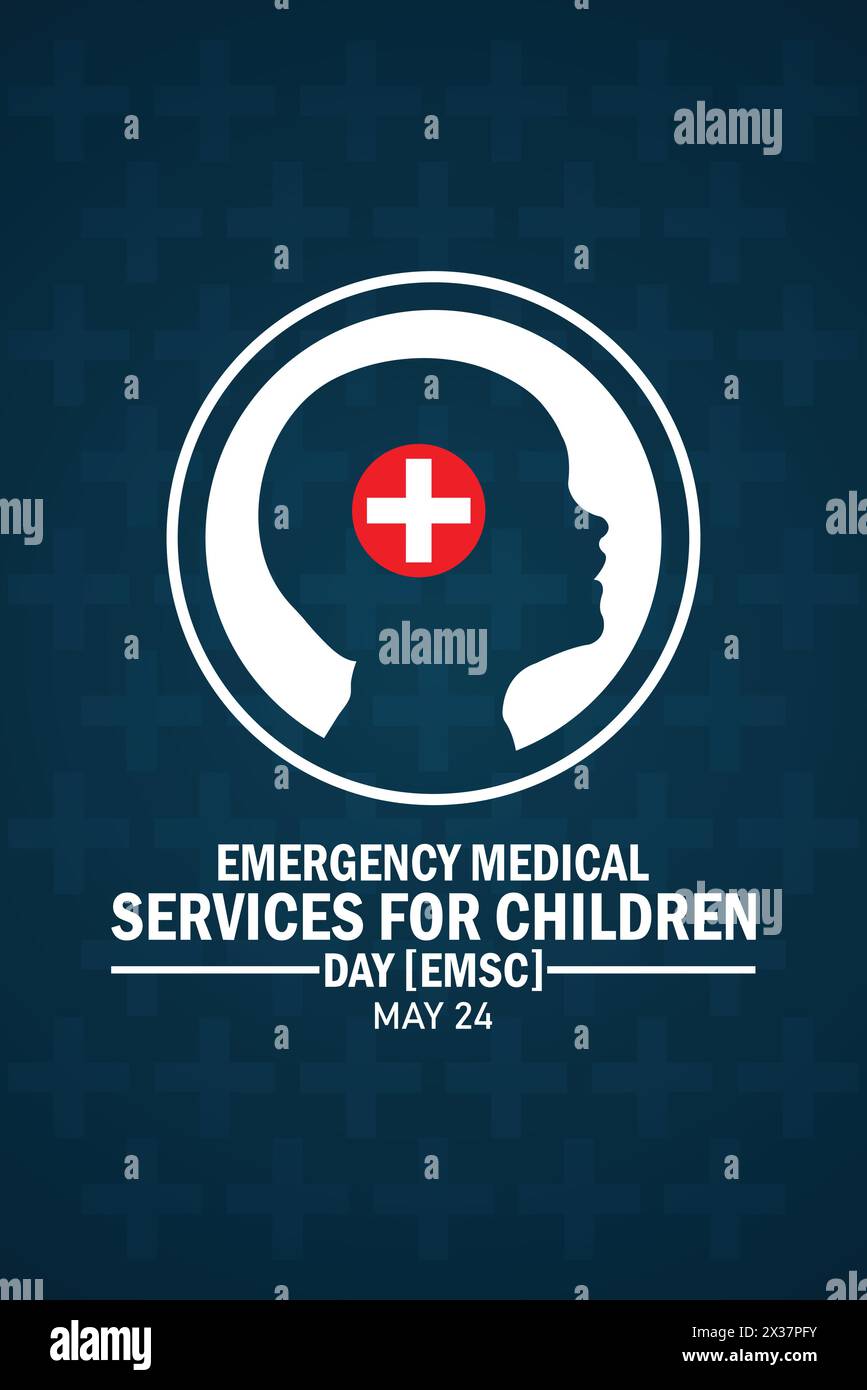 Emergency Medical Services For Children Day (EMSC) Mobile wallpaper with shapes and typography, banner, card, poster, template. Stock Vector