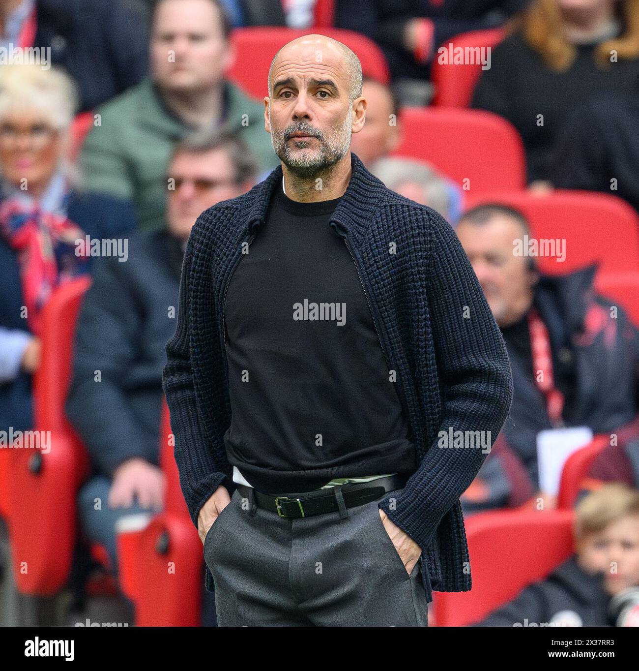 London, UK. 20th Apr, 2024 - Manchester City v Chelsea - FA Cup Semi-Final - Wembley.                                                                         Manchester City Manager Pep Guardiola.                                         Picture Credit: Mark Pain / Alamy Live News Stock Photo