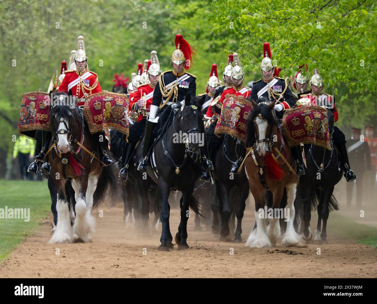 Hyde Park, London, UK. 25th April, 2024. The King's mounted bodyguard ...