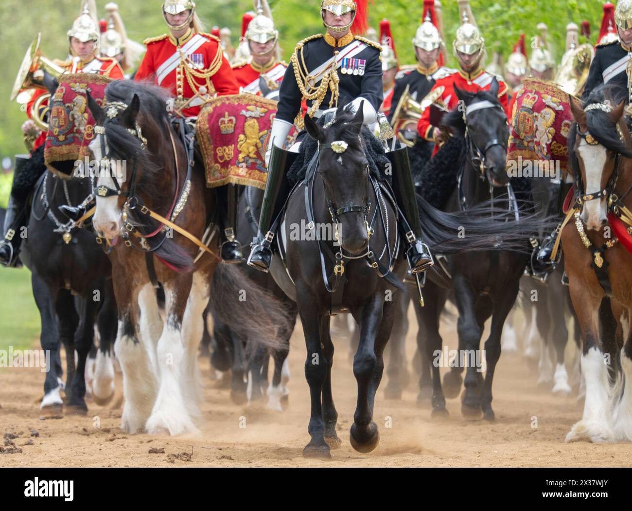Hyde Park, London, UK. 25th April, 2024. The King's mounted bodyguard ...